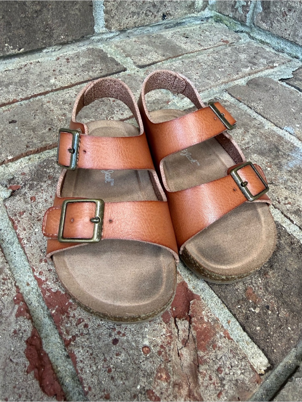 Cat & Jack Brown Double Buckle Sandals Toddler Girls Size 6